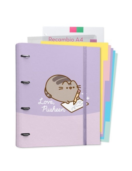 Carpeta Escolar 4 Anillas Pusheen Moments con Recambios A4