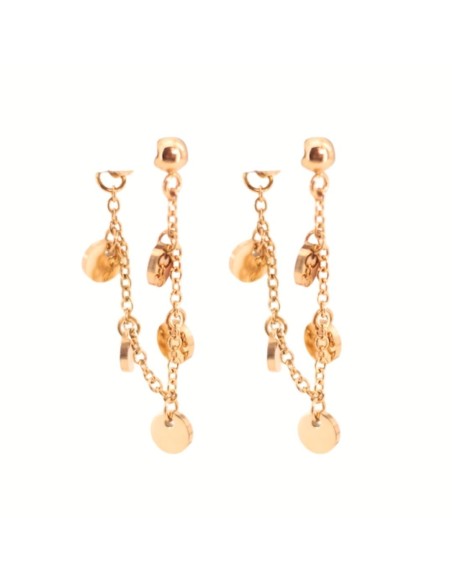 Pendientes Cadena con Chapitas Dorado  (PAR)