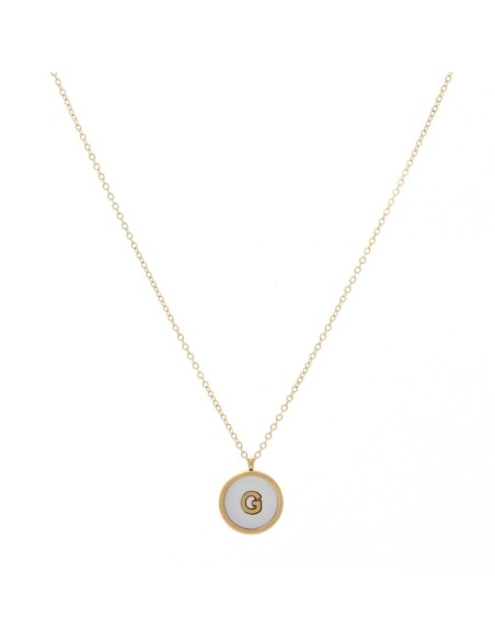 Collar Inicial G Nácar Dorado