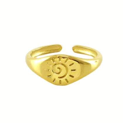 Anillo Sello Sol Dorado