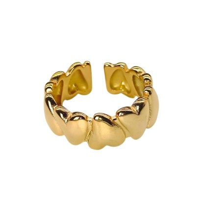 Anillo Corazones Invertidos Dorados